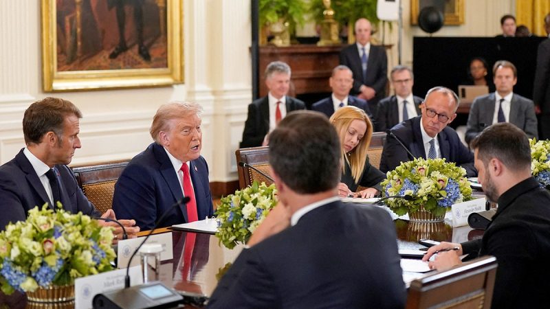 President Donald Trump predicted Monday that European allies would bear the brunt of responsibility providing Ukraine certain security guarantees to prevent Russian aggression, but that the U.S. would also help them. 
Trump’s comments come as Ukrainian President Volodymyr Zelenskyy, along with other European leaders, visited Washington, D.C., to advance peace talks to end the war in Ukraine just days after Trump met with Russian President Vladimir Putin. 
‘President Putin agreed that Russia would accept security guarantees for Ukraine. And this is one of the key points that we need to consider,’ Trump said Monday during a meeting with European leaders at the White House. ‘And, we’re going to be considering that at the table. Also, like who will do what? Essentially, I’m optimistic that collectively we can reach an agreement that would deter any future aggression against Ukraine.’ 
‘I think that the European nations are going to take a lot of the burden,’ Trump said. ‘We’re going to help them, and we’re going to make it very secure. We also need to discuss the possible exchanges of territory, taking into consideration the current line of contact. That means the war zone, the war line center. Pretty obvious. Very sad, actually, to look at them and negotiating positions.’
Trump said Sunday that Ukraine could end the war immediately if it agreed to cede Crimea to Russia, and abandon its bid for NATO membership. Meanwhile, U.S. special envoy Steve Witkoff also said Sunday that Putin has agreed to allow the U.S. and other European allies to provide additional protection for Ukraine, similar to protections included in NATO’s Article 5 mutual defense clause.
Likewise, Trump said earlier Monday that he hadn’t ruled out the possibility that U.S. troops could be dispatched to Ukraine following a peace negotiation to deter Russian aggression to support other European allies bolstering security for Ukraine. Although he refrained from sharing specific details, Trump said that the U.S. is ‘going to help them out also. We’ll be involved.’ 
For his part, Zelenskyy said U.S. backing on security guarantees is critical to delivering stability to Ukraine. 
‘Security in Ukraine depends on the United States and on you and on those leaders who are with us in our hearts,’ Zelenskyy said Monday. 
‘We spoke about it and we will speak more about security guarantees,’ Zelenskyy said. ‘This is very important that the United States gives such strong signal and is ready for security guarantees.’ 
Meanwhile, French President Emmanuel Macron said that Europe is aware that it will shoulder much of the weight of responsibility tied to various security guarantees — and acknowledged it is necessary in order to preserve each respective country’s safety. 
‘In order to have such a long-standing peace for Ukraine and for the whole continent, we do need the security guarantees,’ Macron said. ‘And the first one is clearly a credible Ukrainian army. For the years and decades to come. And the second one is our own commitments. All of us… You can be sure that the Europeans are very lucid about the fact that they have their fair share in the security guarantees for Ukraine, but their own security is clearly at stake in this situation.’
This post appeared first on FOX NEWS